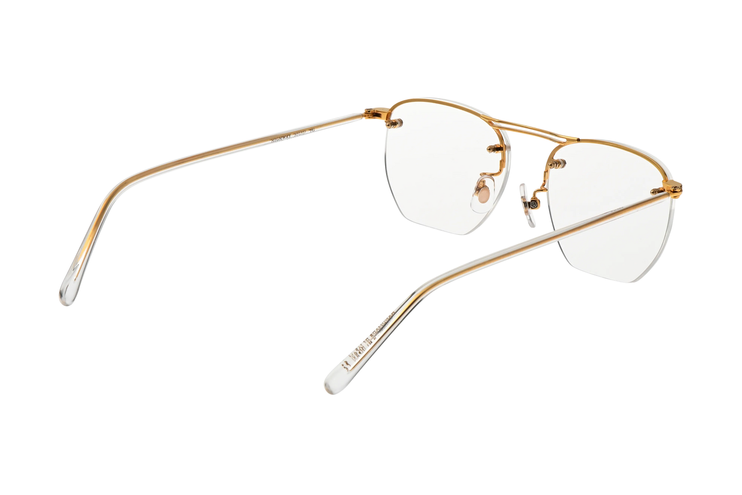 ハイウェイメガネのイエローゴールド斜め後ろ