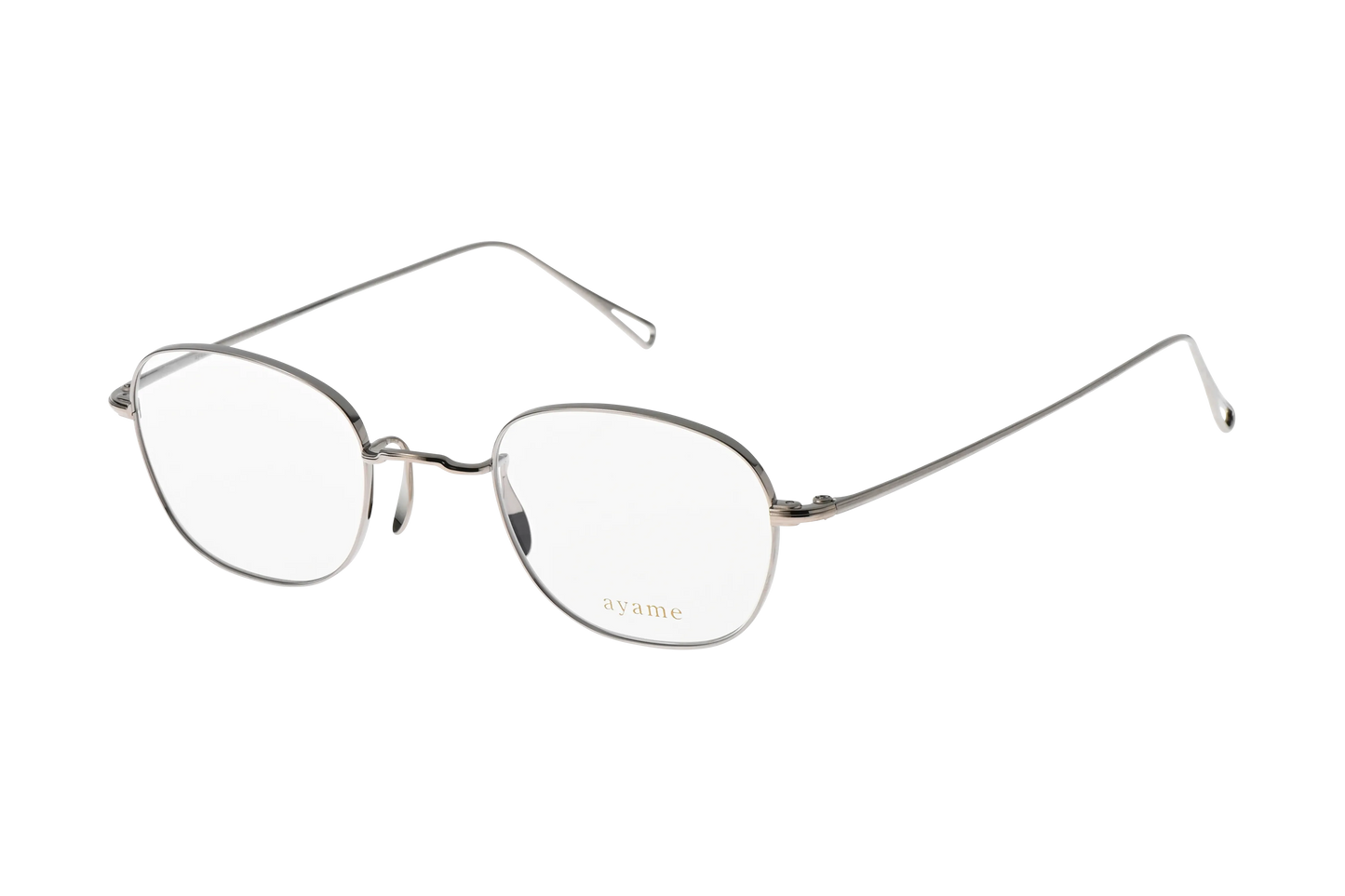 スクウェア型メガネのジージージーのチタニウムカラー　オールチタン製
