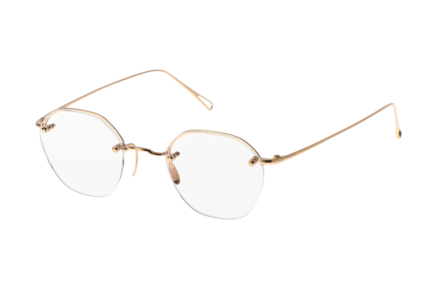 ヘキサゴン型メガネのヘックスアールダブリューのホワイトゴールド